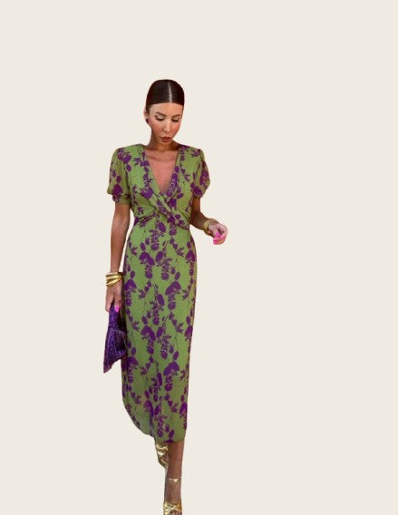 Alessia™ | Gedrucktes, gedrehtes Midi-Kleid für Damen