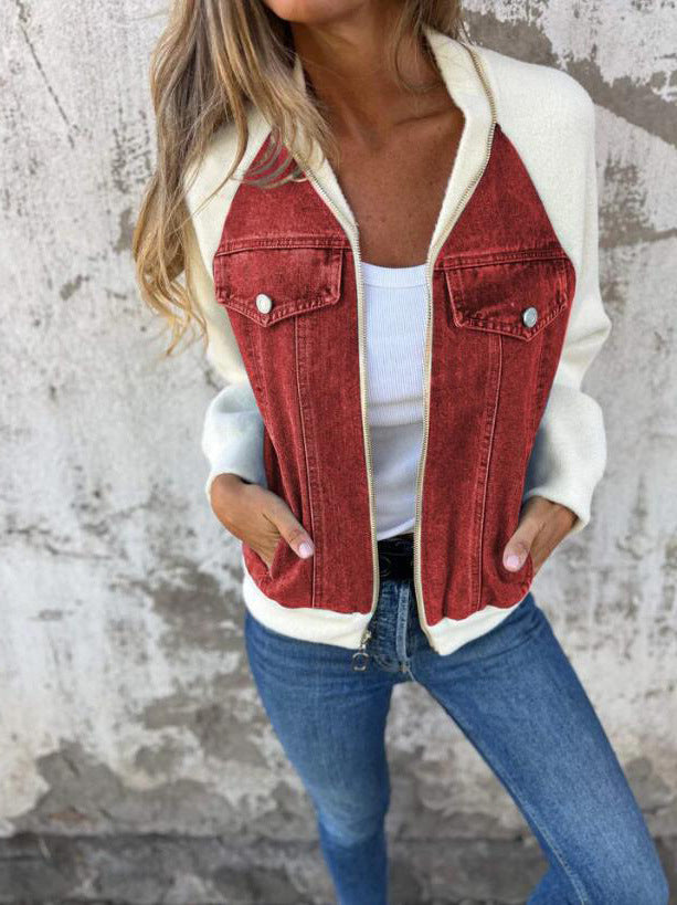 Clara & Rosa | Leichte Jacke mit Reißverschluss und V-Ausschnitt