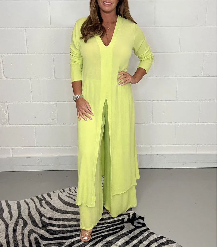 Amy™ | Lässiges 2-teiliges Set mit langem Oberteil und passender Hose