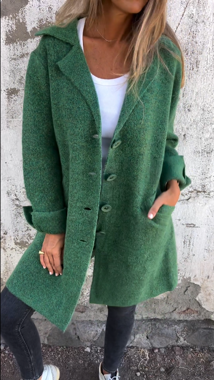 Olivia | Lässiger Lange Mantel mit Revers für den Herbst