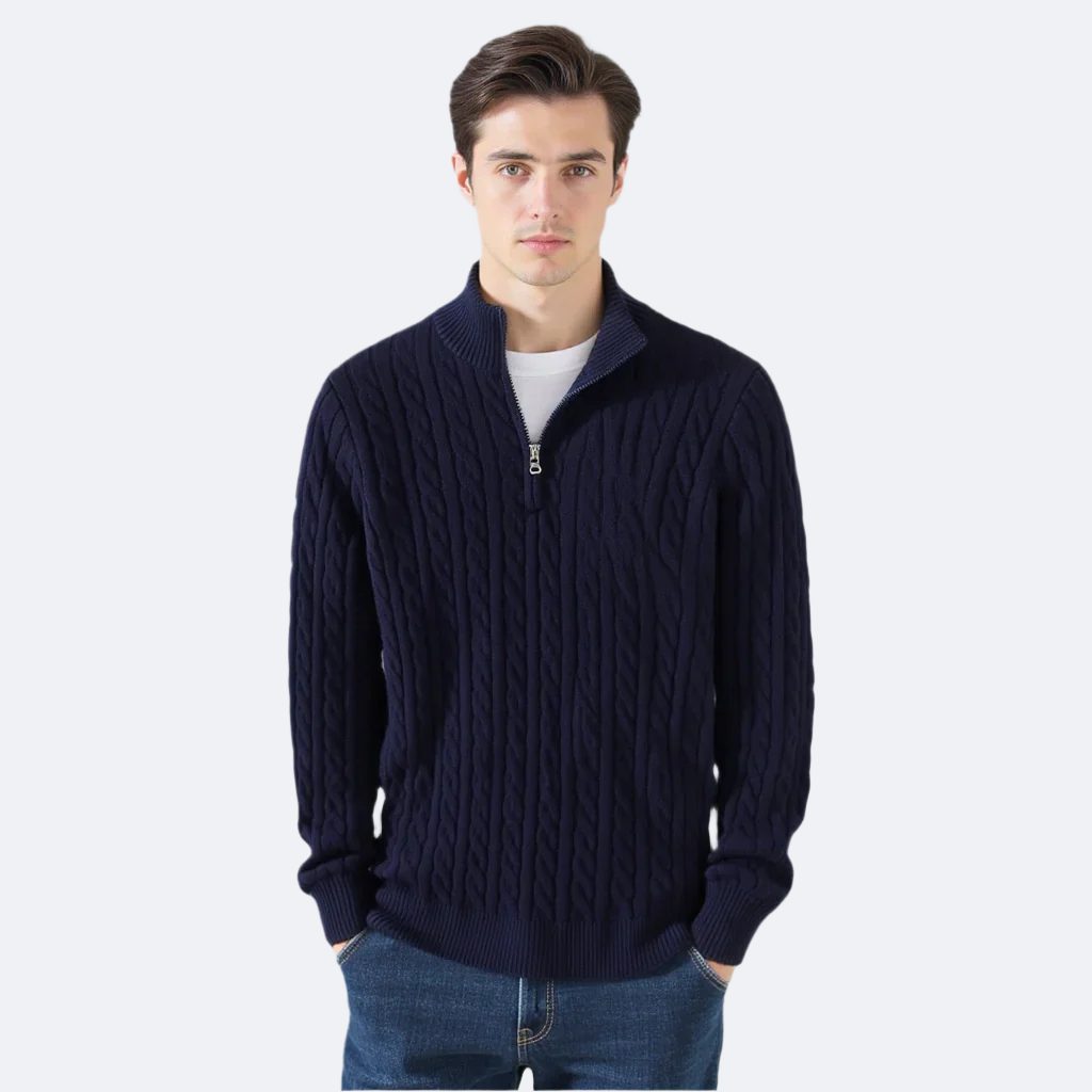Cable Knit Premium Half-Zip Sweater