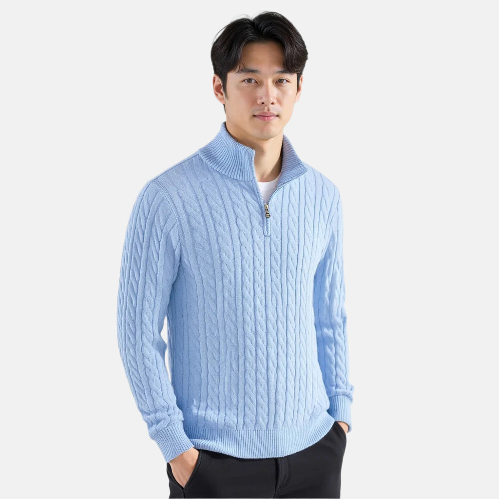 Cable Knit Premium Half-Zip Sweater