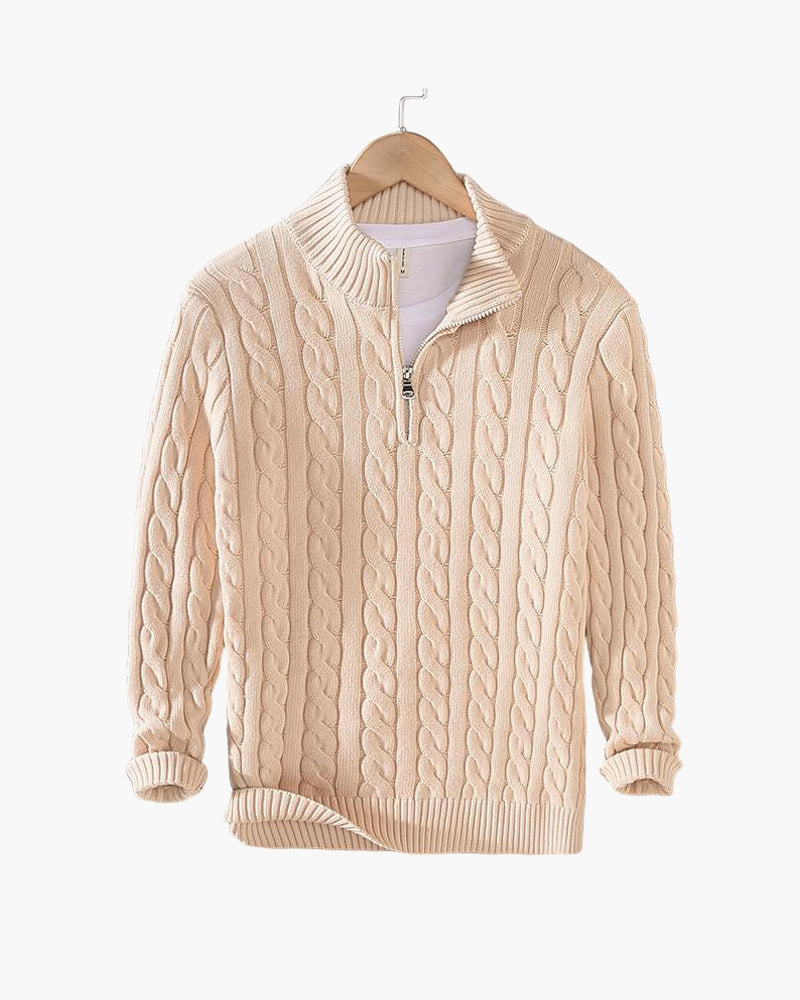Cable Knit Premium Half-Zip Sweater