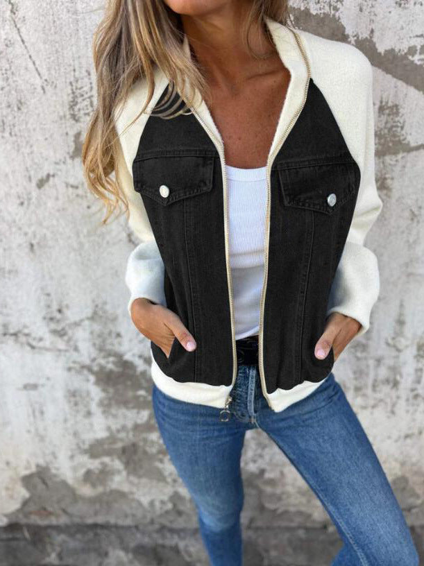 Clara & Rosa | Leichte Jacke mit Reißverschluss und V-Ausschnitt