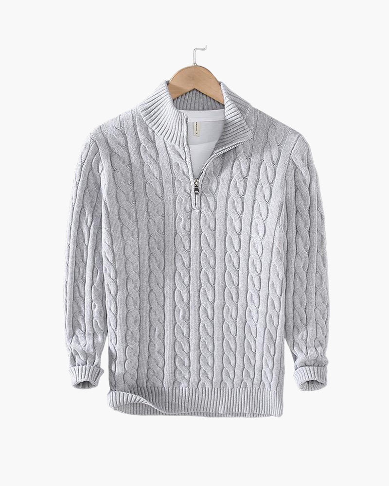 Cable Knit Premium Half-Zip Sweater