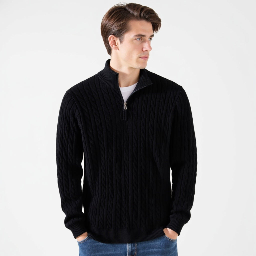 Cable Knit Premium Half-Zip Sweater