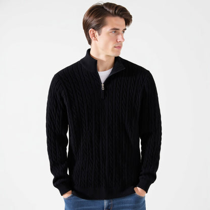 Cable Knit Premium Half-Zip Sweater