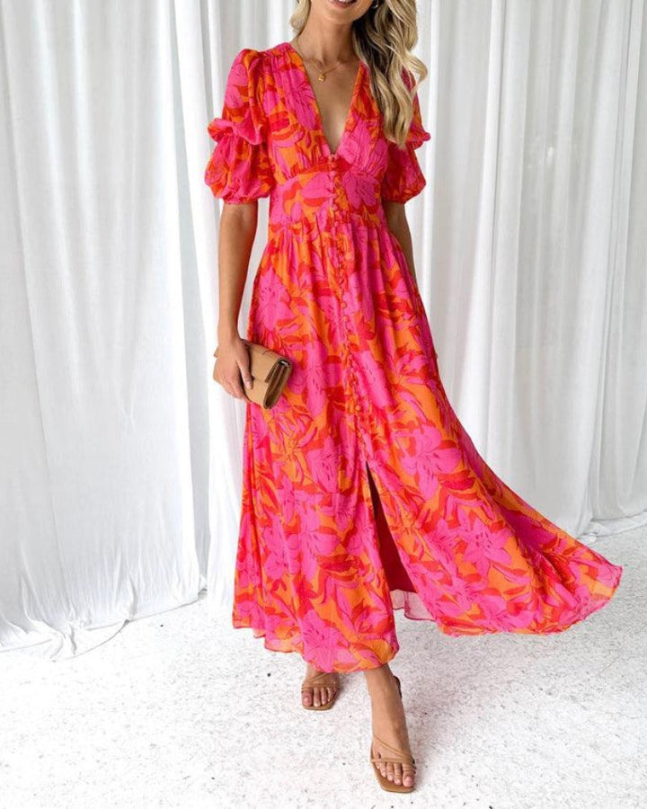 Clara & Rosa | Elegantes Maxikleid in Rosenrot