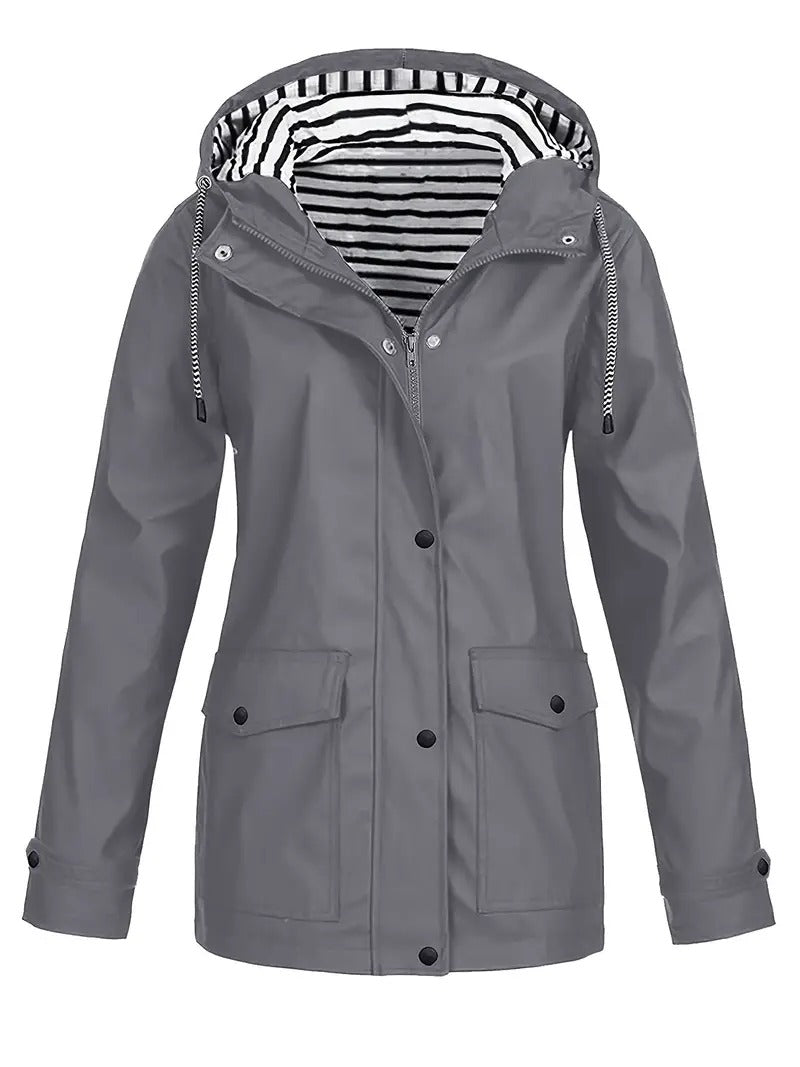 Denise | Gestreifte gefütterte Zip-Jacke