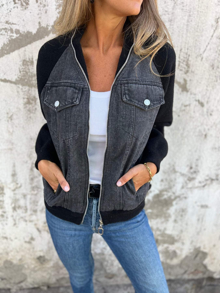 Clara & Rosa | Leichte Jacke mit Reißverschluss und V-Ausschnitt