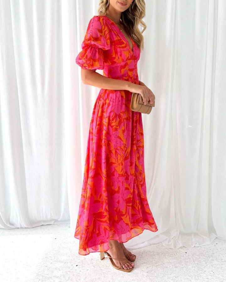 Clara & Rosa | Elegantes Maxikleid in Rosenrot
