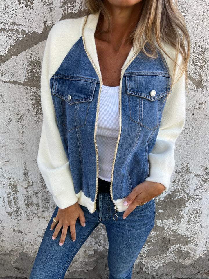 Clara & Rosa | Leichte Jacke mit Reißverschluss und V-Ausschnitt