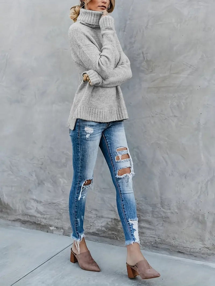 Emma | Turtleneck-Pullover mit Schlitzärmeln
