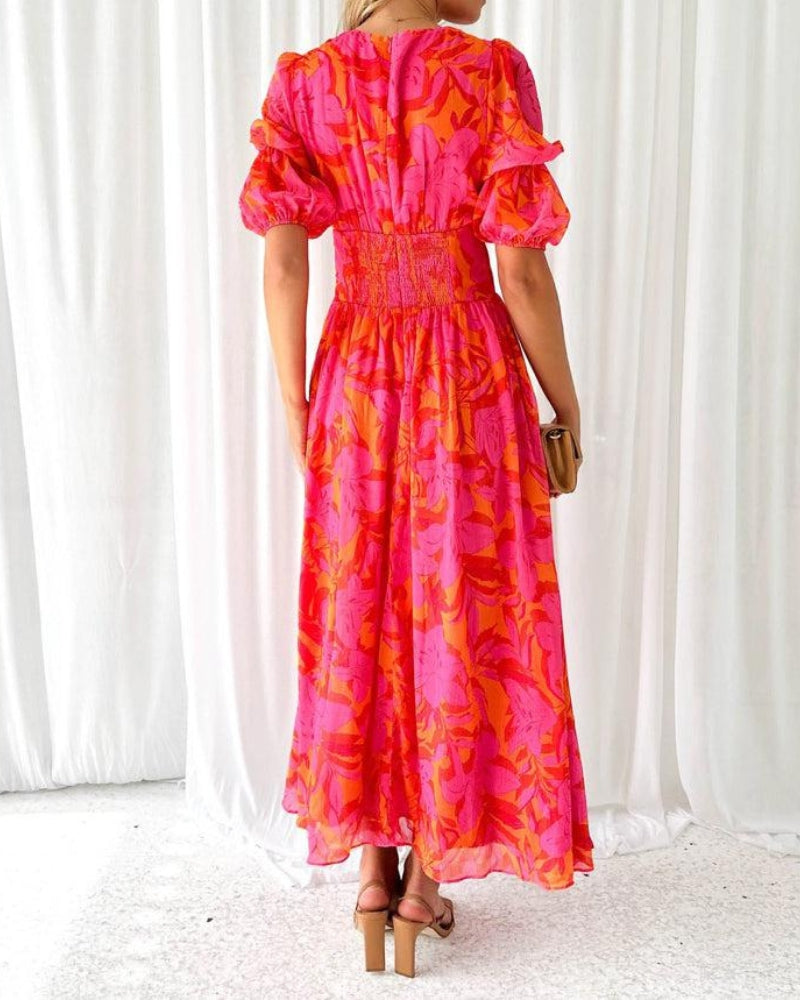 Clara & Rosa | Elegantes Maxikleid in Rosenrot