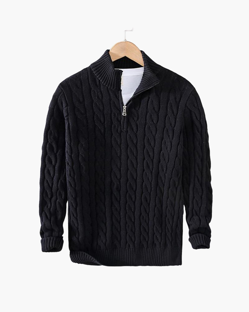 Cable Knit Premium Half-Zip Sweater