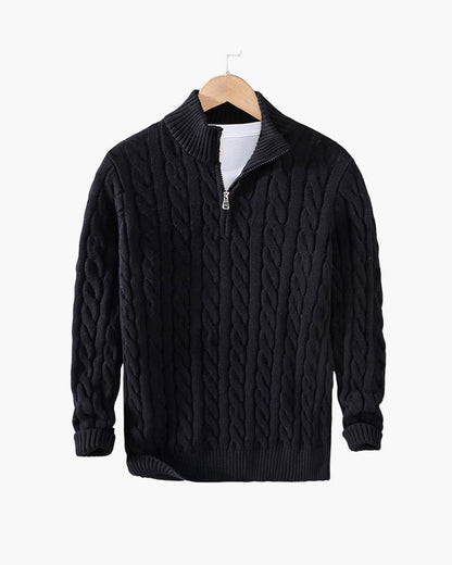Cable Knit Premium Half-Zip Sweater