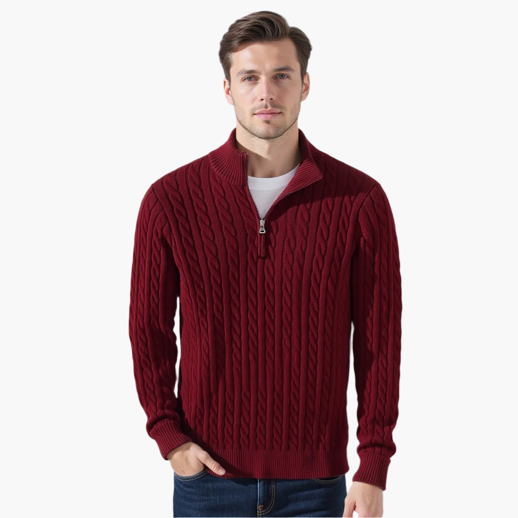 Cable Knit Premium Half-Zip Sweater