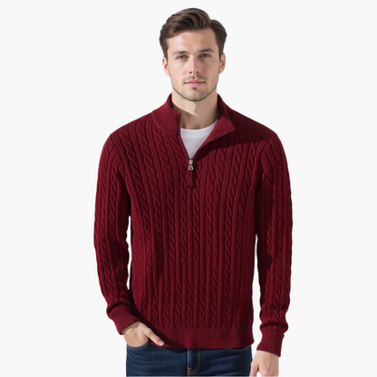 Cable Knit Premium Half-Zip Sweater