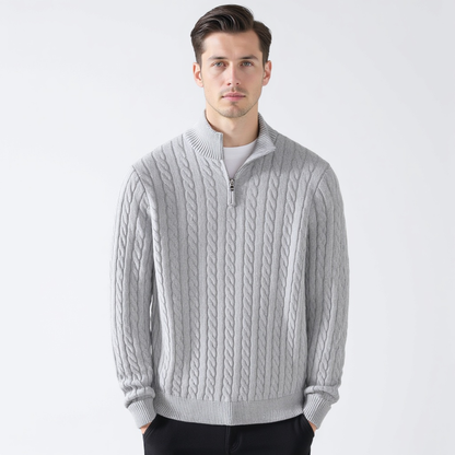 Cable Knit Premium Half-Zip Sweater