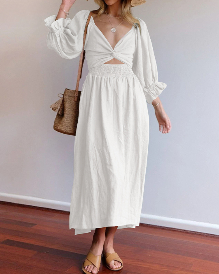 MICHELLE™ | FRANZÖSISCHES KLEID MIT RÜSCHENÄRMELN