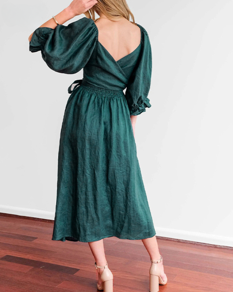 MICHELLE™ | FRANZÖSISCHES KLEID MIT RÜSCHENÄRMELN