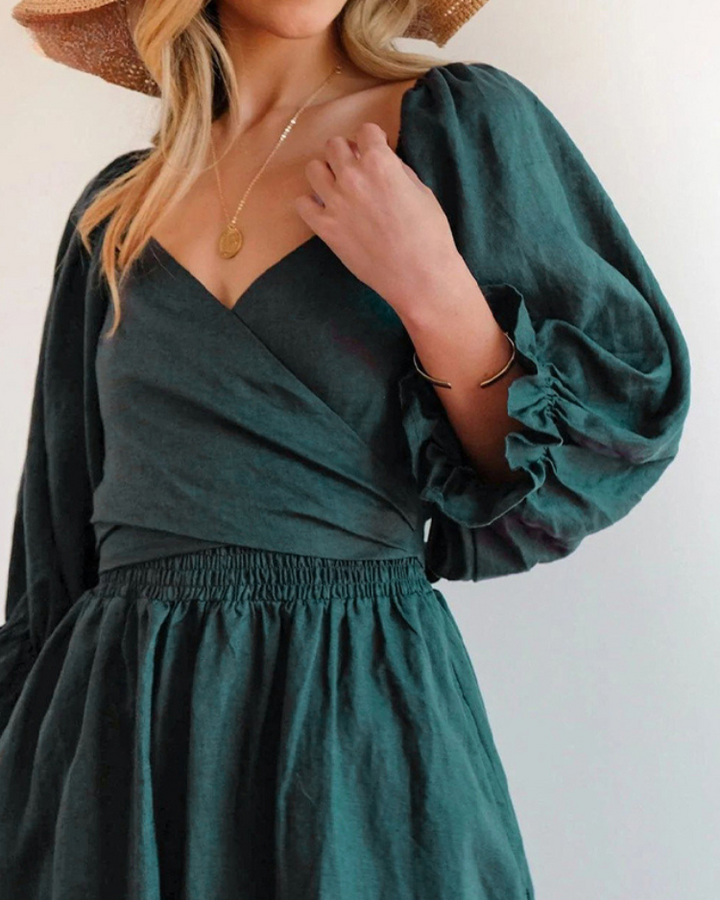 MICHELLE™ | FRANZÖSISCHES KLEID MIT RÜSCHENÄRMELN