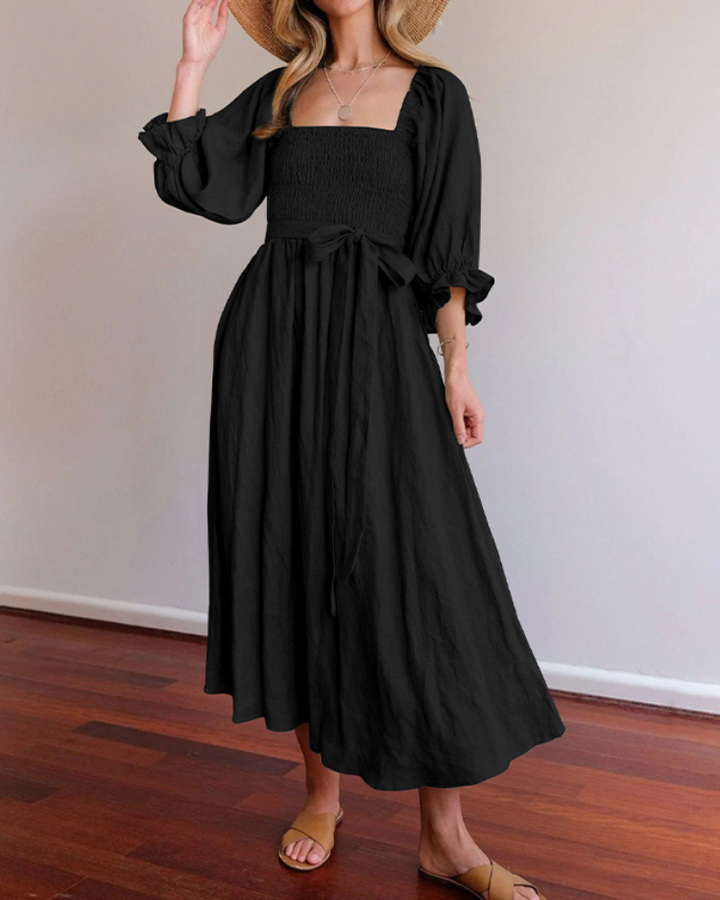 MICHELLE™ | FRANZÖSISCHES KLEID MIT RÜSCHENÄRMELN