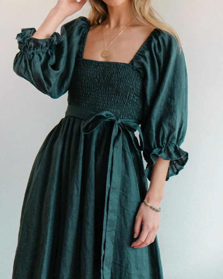 MICHELLE™ | FRANZÖSISCHES KLEID MIT RÜSCHENÄRMELN