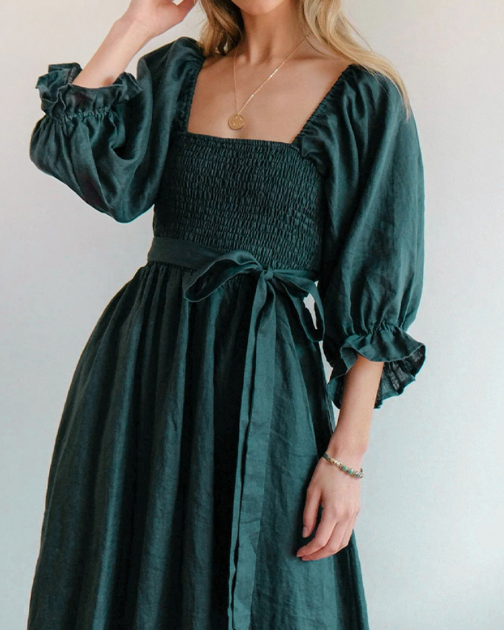 MICHELLE™ | FRANZÖSISCHES KLEID MIT RÜSCHENÄRMELN