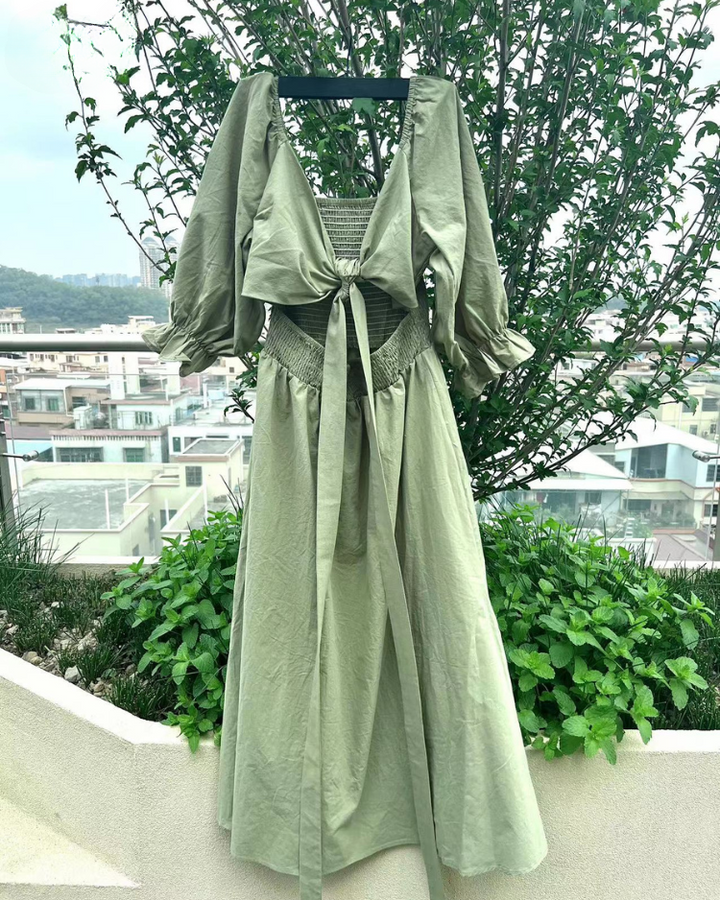 MICHELLE™ | FRANZÖSISCHES KLEID MIT RÜSCHENÄRMELN