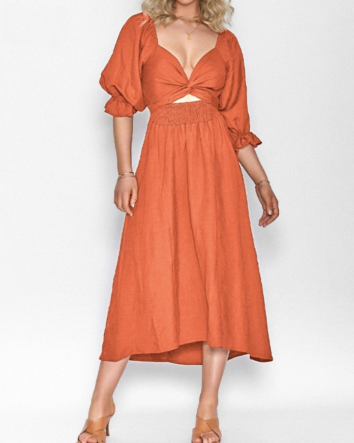 MICHELLE™ | FRANZÖSISCHES KLEID MIT RÜSCHENÄRMELN