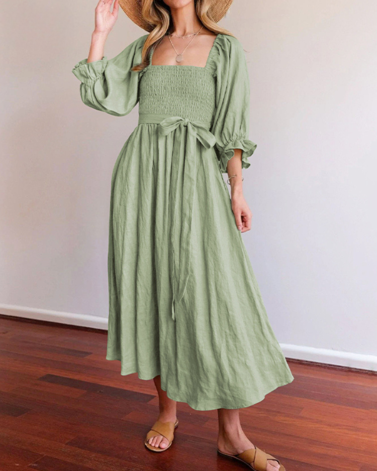 MICHELLE™ | FRANZÖSISCHES KLEID MIT RÜSCHENÄRMELN