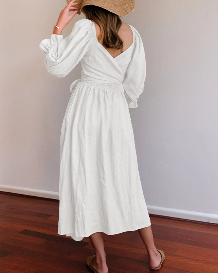 MICHELLE™ | FRANZÖSISCHES KLEID MIT RÜSCHENÄRMELN