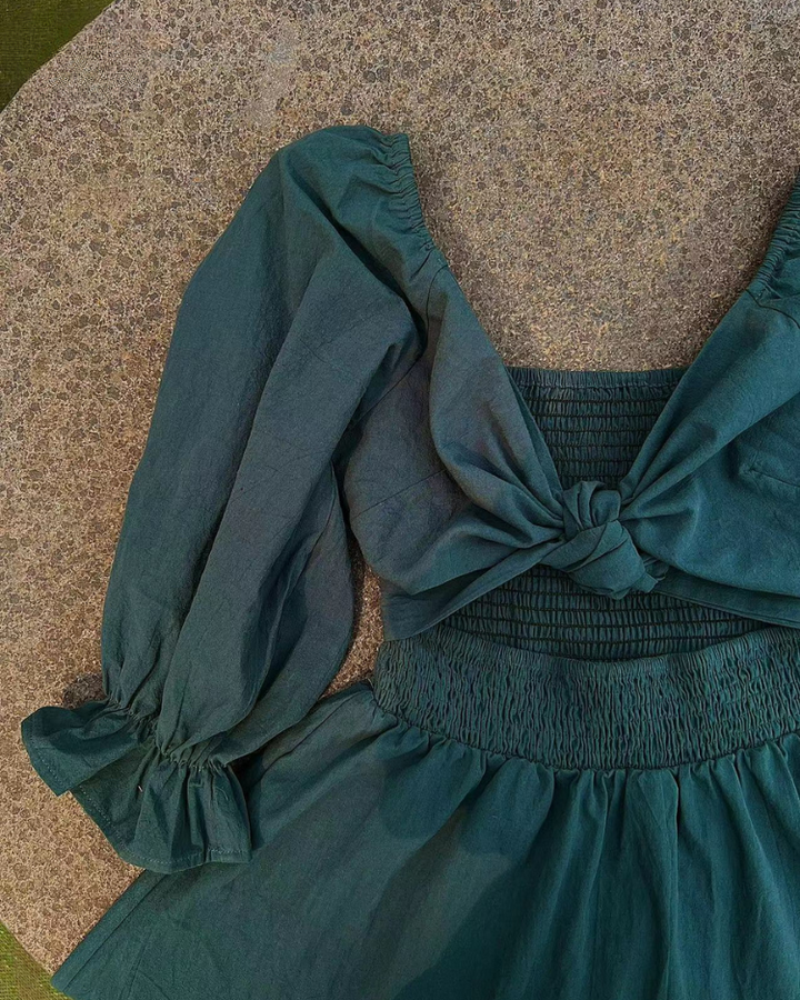 MICHELLE™ | FRANZÖSISCHES KLEID MIT RÜSCHENÄRMELN