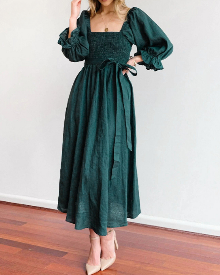 MICHELLE™ | FRANZÖSISCHES KLEID MIT RÜSCHENÄRMELN