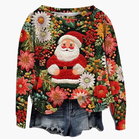 Diana | Blumen Weihnachtsmann Pullover