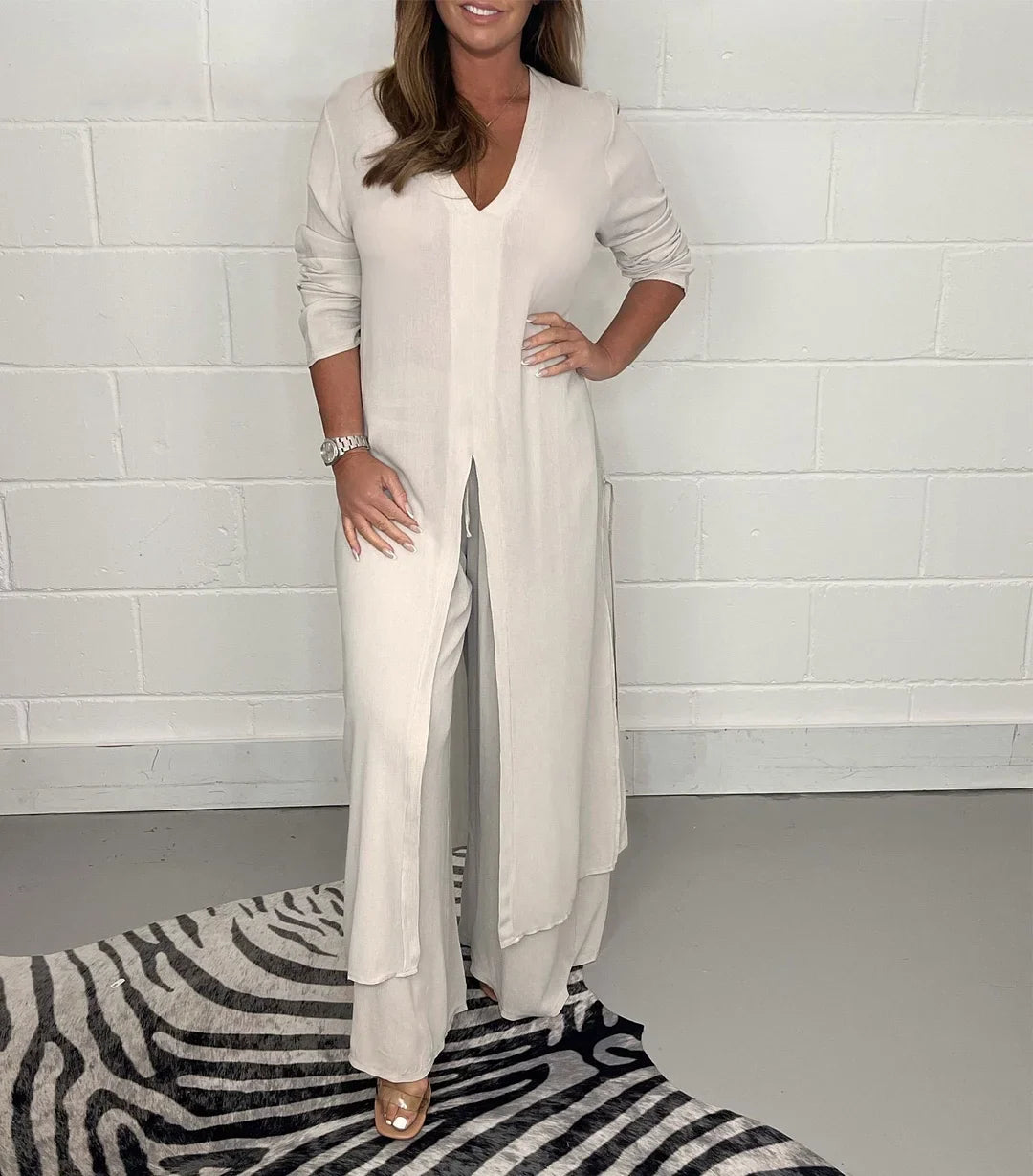 Amy™ | Lässiges 2-teiliges Set mit langem Oberteil und passender Hose