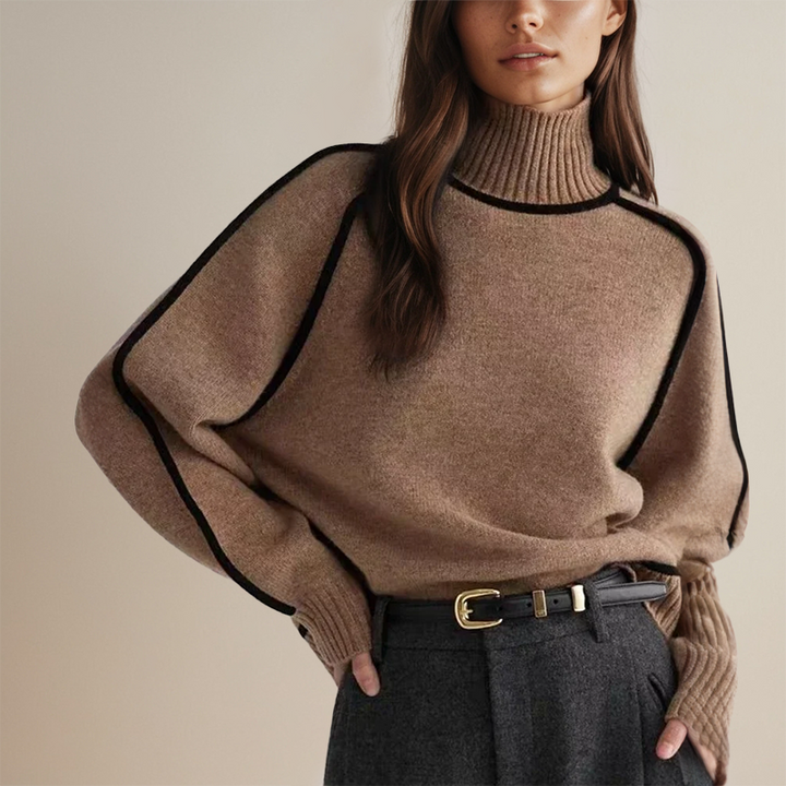 Loryn™ | Luxuriöser Rollkragenpullover mit Kontrastdetails