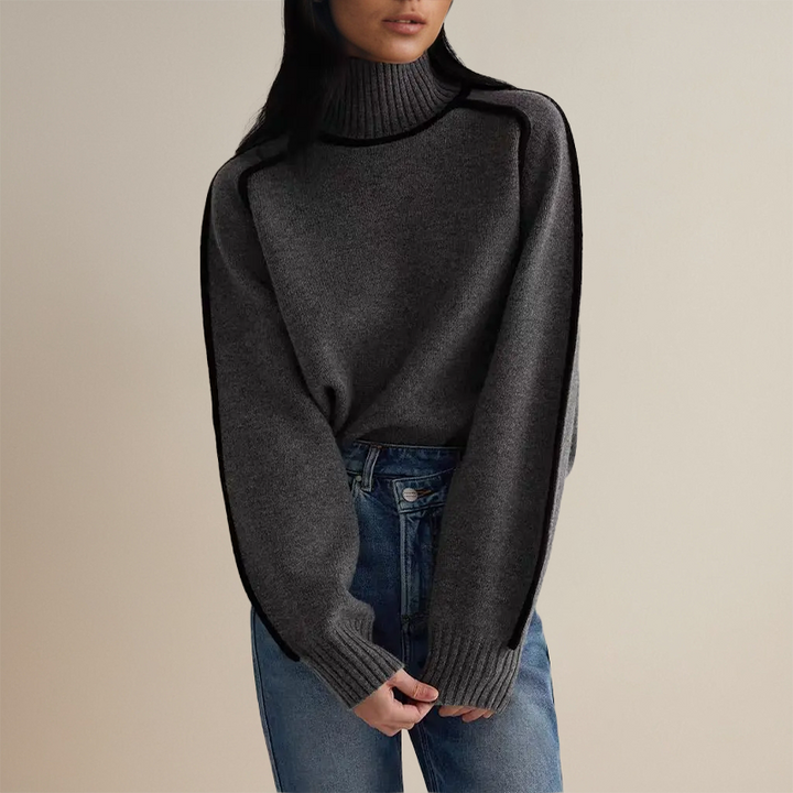 Loryn™ | Luxuriöser Rollkragenpullover mit Kontrastdetails