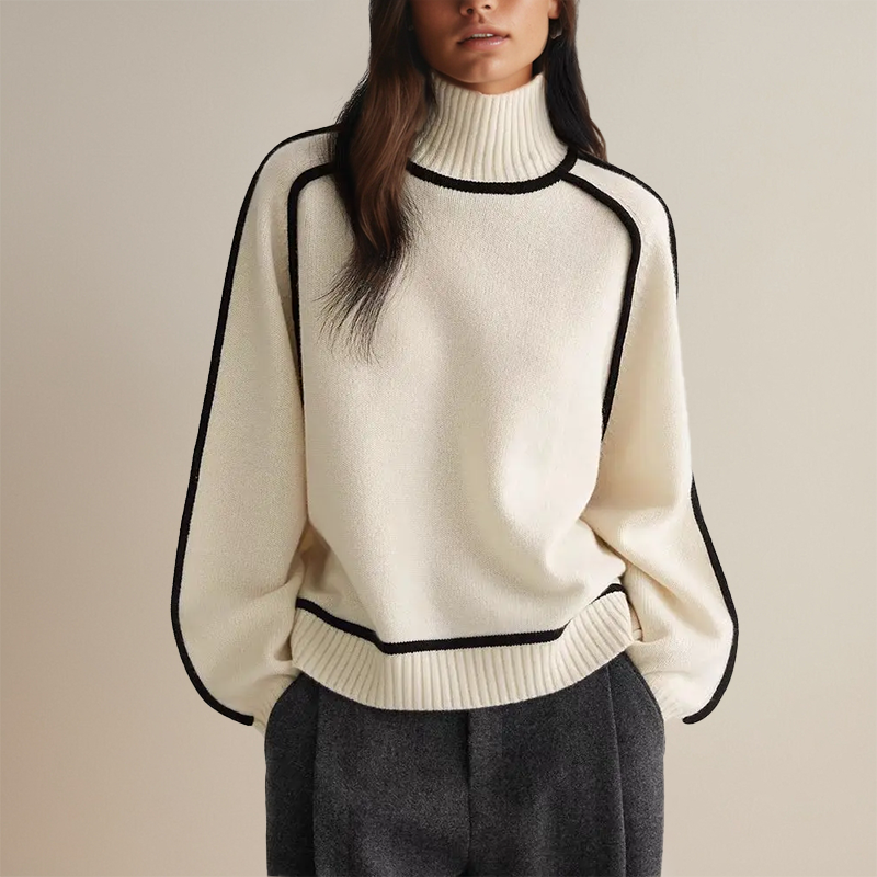 Loryn™ | Luxuriöser Rollkragenpullover mit Kontrastdetails