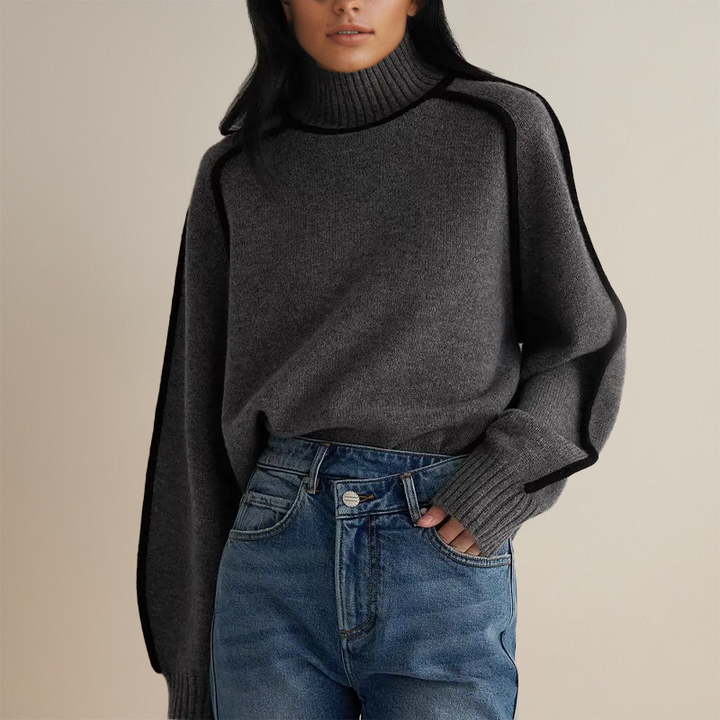 Loryn™ | Luxuriöser Rollkragenpullover mit Kontrastdetails