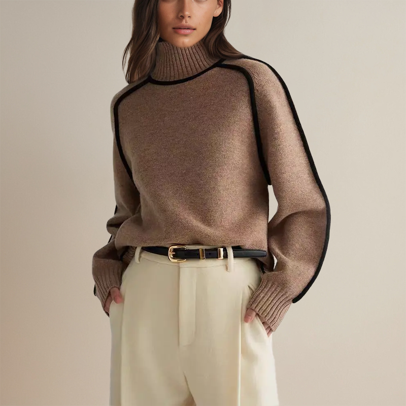 Loryn™ | Luxuriöser Rollkragenpullover mit Kontrastdetails