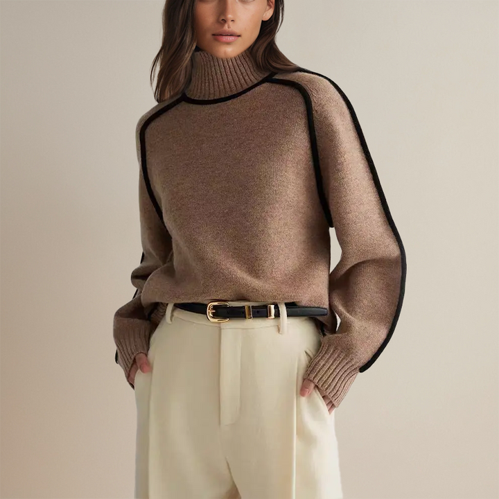Loryn™ | Luxuriöser Rollkragenpullover mit Kontrastdetails