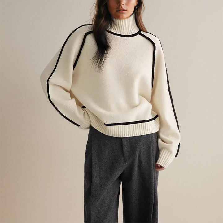 Loryn™ | Luxuriöser Rollkragenpullover mit Kontrastdetails