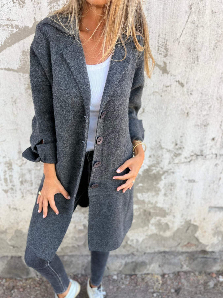 Olivia | Lässiger Lange Mantel mit Revers für den Herbst
