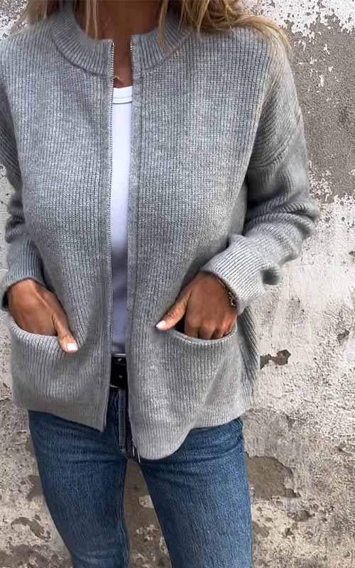 Livia™ | Kuschelige Zip-Strickjacke