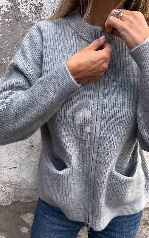 Livia™ | Kuschelige Zip-Strickjacke