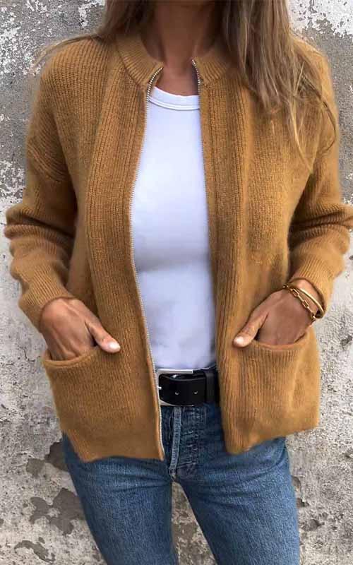 Livia™ | Kuschelige Zip-Strickjacke