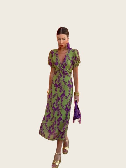 Alessia™ | Gedrucktes, gedrehtes Midi-Kleid für Damen