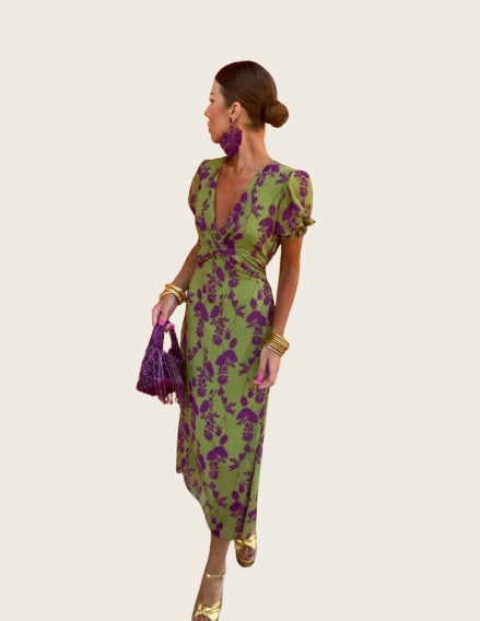 Alessia™ | Gedrucktes, gedrehtes Midi-Kleid für Damen